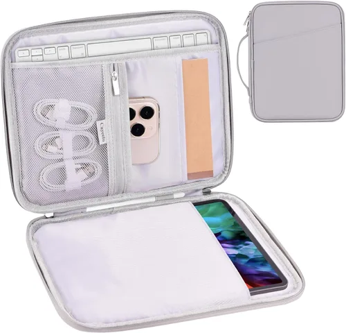 Vista 12 de Funda acolchada para tablet de 8 a 9 pulgadas, bolsa de viaje acolchada para Galaxy Tab A9 8.7/Tab A 8.4/Fire HD 8, estilo cartera con bolsillo