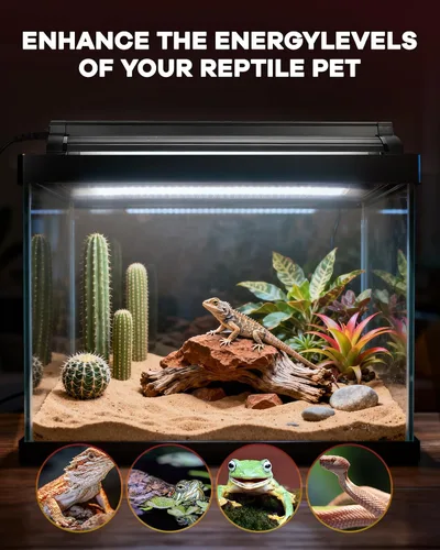 Vista 5 de Luz UVB para reptiles de 24 W, T5 UVB para reptiles HO Kit combinado con tarjetas de sensor de prueba, barra de luz de reptiles de alto rendimiento