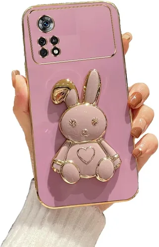 Vista 82 de Funda con soporte de conejo de corazón para Xiaomi Redmi A1, galvanizado suave TPU protector delgado a prueba de golpes con lindo conejito soporte