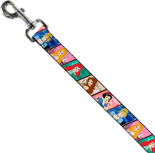 Vista 2 de Correa para perro Disney Princess Poses Castle Blocks 4 pies de largo 1.0 pulgadas de ancho