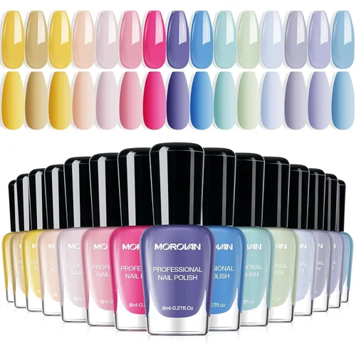 Vista 22 de Morovan - Juego de esmaltes de uñas brillantes: juego de regalo de 15 colores de secado rápido de larga duración Paquete de esmalte de uñas
