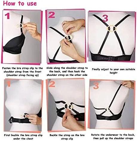 Vista 2 de Thsinde Bra Strap Clips, 12 Bra Clips and Bra Straps Holder Womens Black,White,Beige for Full Cup
