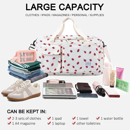 Vista 196 de Pequeña bolsa de gimnasio para mujer, bolsa de viaje con compartimento para zapatos