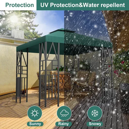 Vista 3 de Cubierta de repuesto para toldo de 10 x 10 pies, doble nivel, con 12 velcros, nailon impermeable con protección UV, refugio al aire libre para Verde
