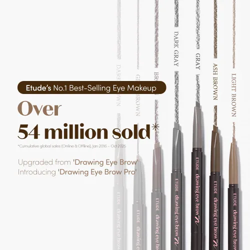 Vista 4 de ETUDE Drawing Eye Brow Pro (marrón oscuro) Lápiz de cejas para mujer, microblading, de larga duración, aspecto natural diario con textura suave