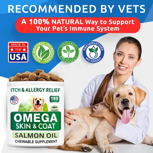 Vista 5 de BARK&SPARK Omega 3 para perros - 360 golosinas de aceite de pescado para la muda de pelo de perro, alergia cutánea, alivio de la picazón