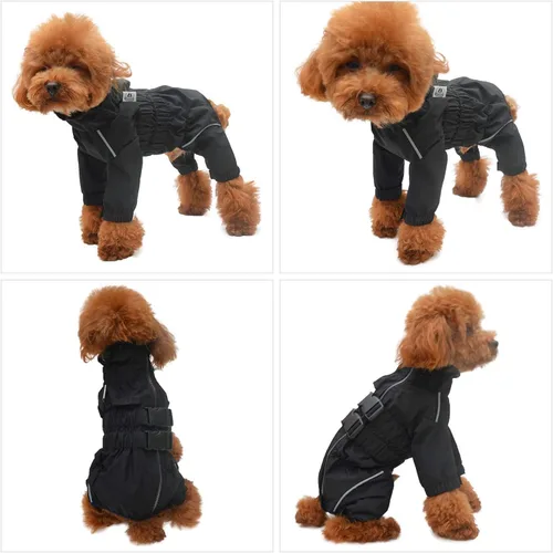 Vista 4 de Lovelonglong - Chaqueta impermeable para perros, ligera, impermeable, reflectante, resistente al viento, a prueba de nieve, para perros pequeños