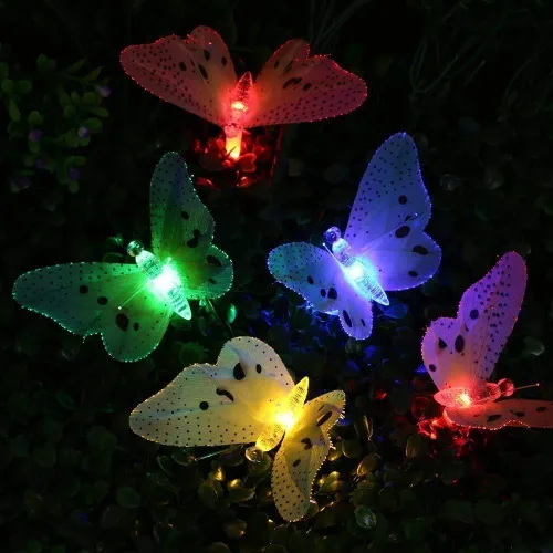 Vista 7 de Tiras de luces soles de 24 LED con forma de mariposa resistentes al agua para exteriores, jardín, patio, dormitorio, balcón e interiores