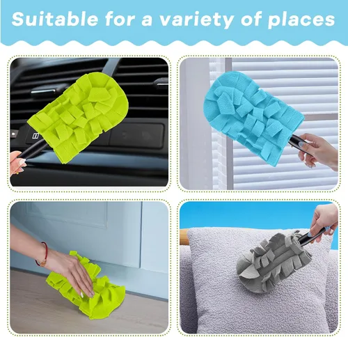 Vista 4 de Zubebe 3 piezas de repuesto de plumero de forro polar reutilizables, plumeros planos de plumas, almohadillas de limpieza lavables para múltiples