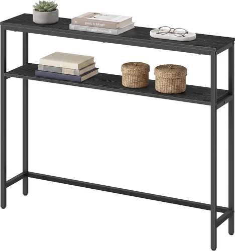 Vista 13 de VASAGLE Mesa consola, mesa de sofá estrecha de 2 niveles con 2 estantes, 7.9 x 31.5 x 31.5 pulgadas, para sala de estar, pasillo, entrada, gris