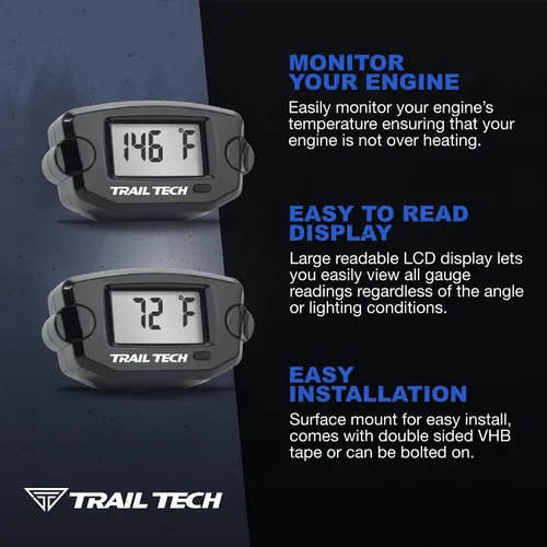 Vista 3 de Trail Tech 742-ES2 TTO Medidor digital de temperatura roscado enchufe 1/8-28 sensor BSPP