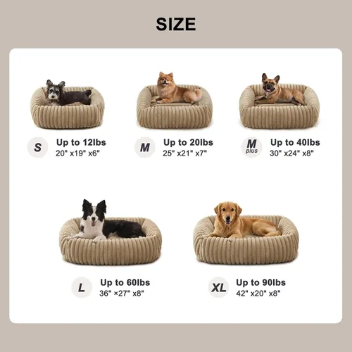 Vista 5 de FURTIME Cama para perros de tamaño mediano, cama ortopédica lavable para mascotas con funda extraíble, rectangular, suave, relajante, para Beige