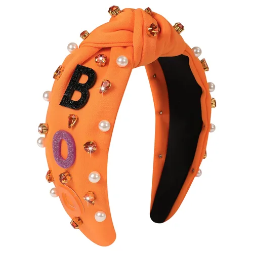 Vista 14 de Diademas de fantasma de Halloween para mujer, diadema de araña espeluznante con cuentas de diamantes de imitación de cristal, accesorios