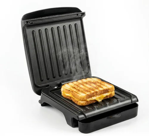 Vista 13 de OVENTE Sandwichera eléctrica Panini Press, parrilla interior de 1500 W con placas revestidas antiadherentes, control de temperatura y bandeja