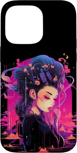 Vista 21 de iPhone 16 Japanese Geisha Retro Anime Cyberpunk Manga Synthwave Artsy Case