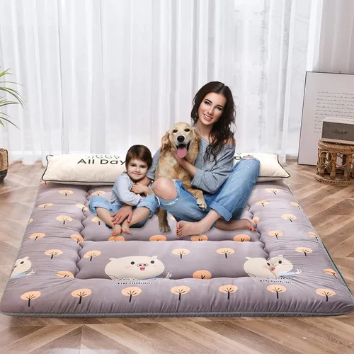 Vista 12 de QQP Colchón de futón japonés plegable de tatami, tapete portátil para adultos y niños, tapete para dormir adecuado para campamento, habitación