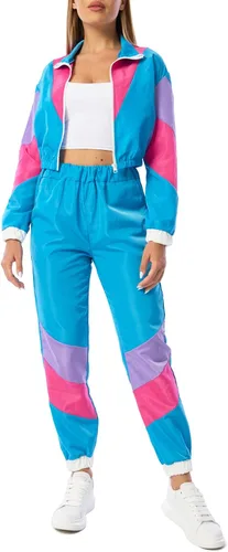 Vista 2 de Yisfri Conjunto de 2 piezas cortavientos de manga larga con cremallera frontal para mujer