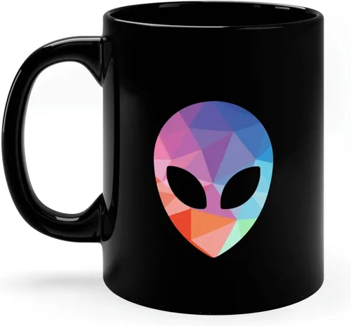 Vista 4 de Taza personalizada con cabeza de alienígena, regalos personalizados de alienígenas para mujeres y hombres, regalos de fiesta temática