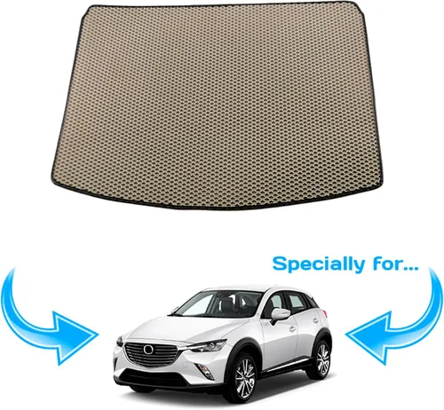 Vista 2 de Alfombrilla de maletero de carga personalizada para Mazda CX-3 2015-2023 - Bandeja de forro de maletero fácil de limpiar (beige)