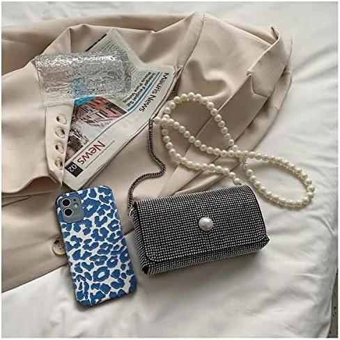 Vista 5 de Naimo Bolso cruzado con diamantes de imitación de cristal brillante, bolso de mano de noche de diamante, bolso para teléfono celular para fiesta
