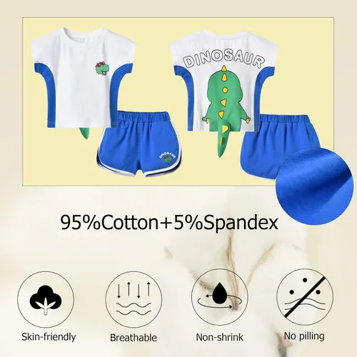 Vista 5 de TONWHAR Camiseta unisex con estampado de animales, 2 piezas, de algodón, de manga corta, para el verano