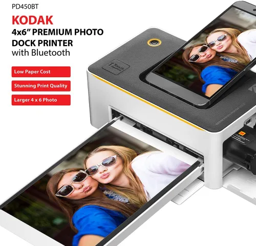 Vista 5 de Kodak Dock Premium - Impresora fotográfica instantánea portátil para fotos de 4x6 pulgadas, fotos en color, tecnología 4 Pass y proceso