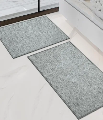 Vista 50 de Chakme Juego de 2 alfombras de baño ultrafinas, absorbentes, antideslizantes, lavables a máquina, color negro, 17 x 24 pulgadas / 17 x 30 pulgadas