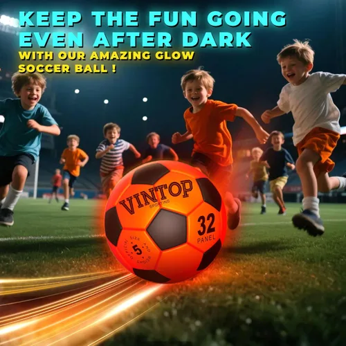 Vista 6 de VINTOP Balón de fútbol iluminado para niños que brilla en la oscuridad, no 5 con bomba, deportes y actividades al aire libre con luz LED, ideas