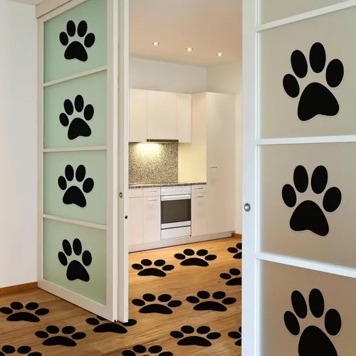 Vista 5 de ReliThick 30 Piezas Calcomanías de Suelo con Huellas de Patas 7.5" Huellas de Patas Grandes Adhesivo de Pared Autoadhesivo Calcomanía de Suelo