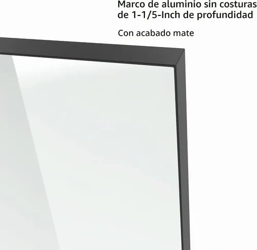Vista 4 de VocalStar - Espejo de baño negro de 16 x 24 pulgadas para pared, espejo rectangular de esquina cuadrada con marco de metal negro para tocador