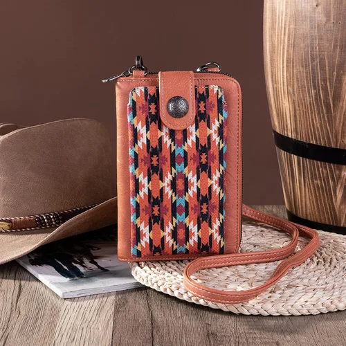 Vista 2 de Montana West Monederos pequeños cruzados para teléfono celular de estilo occidental para mujer, cartera con bolsillo para monedas