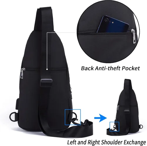 Vista 3 de Seoky Rop Bolso bandolera pequeño para hombres y mujeres, una correa para el hombro, bolsa cruzada para el cuerpo, mochila para viajes