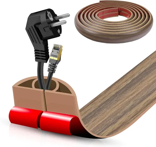 Vista 100 de Cubierta autoadhesiva para cables de suelo, gestión de cables de 3.3 pies, protector de tira de extensión para cables, evita tropiezos de cables