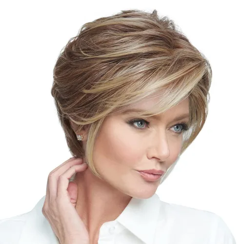 Vista 12 de Raquel Welch Go To Style - Peluca de pelo corto versátil y favorecedora de Hairuwear, gorra media, castaño iluminado por el sol RL10/12