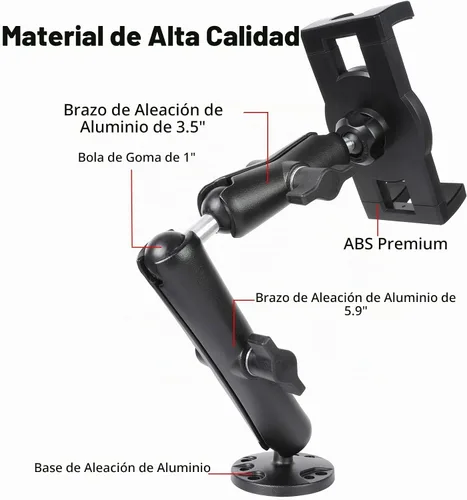 Vista 4 de Soporte de tablet para camión, base de taladro resistente con brazo de aluminio para tableta, automóvil, pared, barco, escritorio, compatible