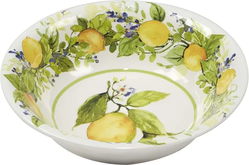 Vista 7 de Lemon Zest - Juego de vajilla de melamina de 12 piezas, servicio para 4 – Platos y cuencos irrompibles al aire libre para cenar en el patio