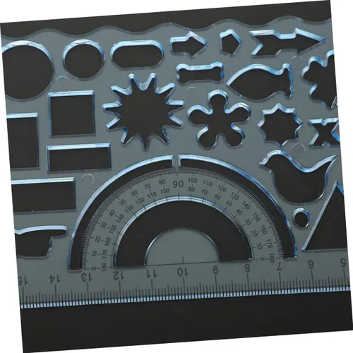 Vista 3 de 3pcs Geométrico Papelería Herramienta de Dibujo Geométrico Plantilla Regla Geométrica Regla