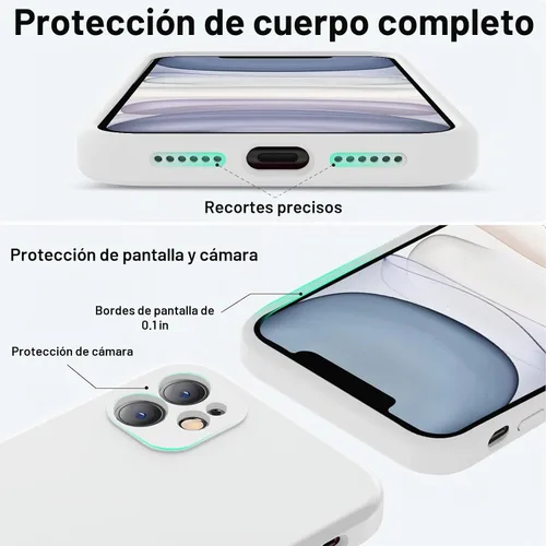 Vista 4 de Vooii Funda compatible con iPhone 11, silicona líquida mejorada con bordes planos, protección de cámara, forro de microfibra antiarañazos suave