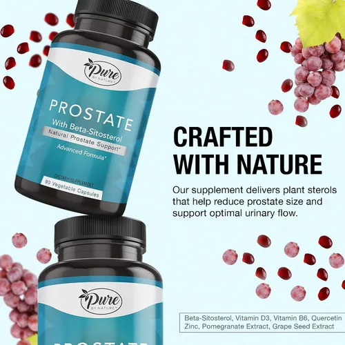 Vista 3 de Pure By Nature Suplemento de próstata para hombres, suplemento de salud de próstata beta sitosterol con zinc para apoyo del tracto urinario, alivia