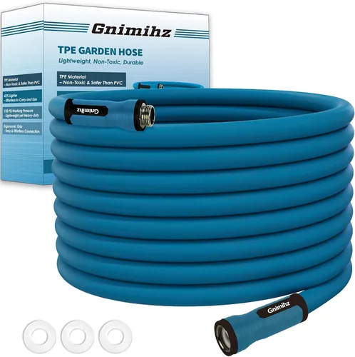 Vista 5 de Manguera de jardín de 3 pies, hecha de TPE (mejor que el PVC), manguera de agua ligera pero duradera con accesorios giratorios ergonómicos