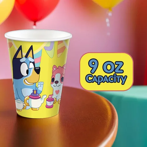 Vista 4 de amscan Bluey - Taza de papel para fiesta, 9 onzas, color verde, paquete de 8