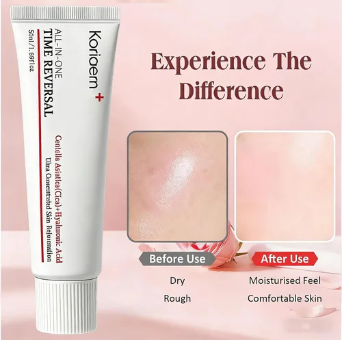 Vista 4 de koridermTime - Crema hidratante todo en uno para el rostro, loción diaria, hidrata, reafirma, reduce las arrugas, centella asiática (Cica) colágeno