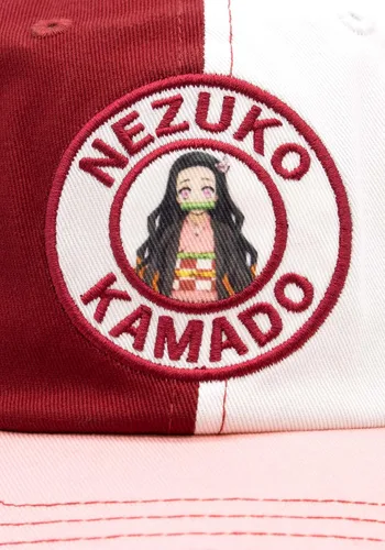 Vista 2 de Demon Slayer Kamado Nezuko - Gorra ajustable media mitad, Rosa, blanco, rojo., talla única