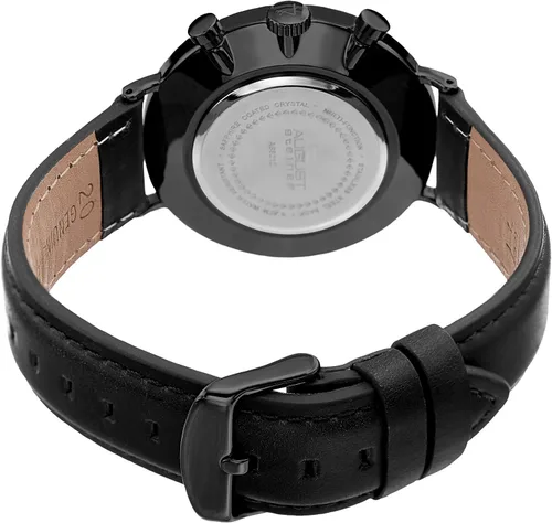 Vista 4 de August Steiner AS8212 - Reloj multifunción para hombre con esfera con patrón único con correa de cuero genuino
