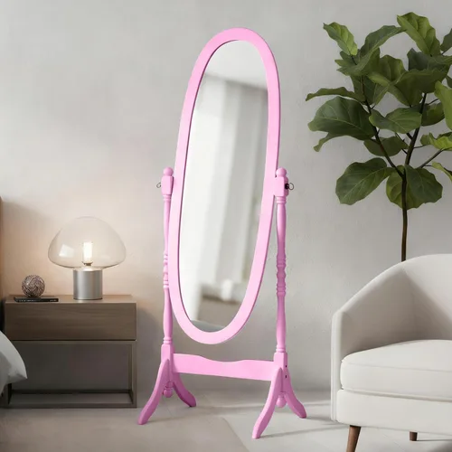 Vista 10 de Espejo de longitud completa con soporte, espejo de madera estilo vintage, espejo Cheval tradicional ajustable de pie de longitud completa (negro)