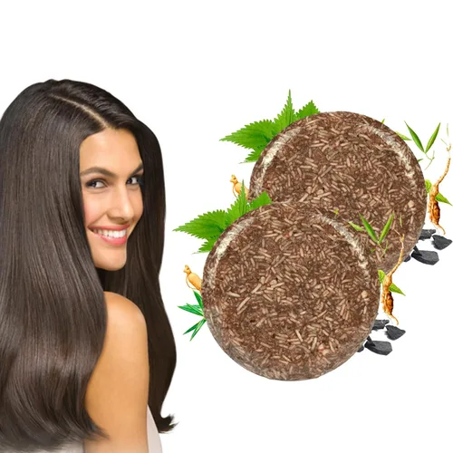 Vista 9 de Polygonum Multiflorum Jabón de aceite de salvado para el cabello, barra de champú orgánico Polygonum Multiflorum, barra de champú para oscurecer