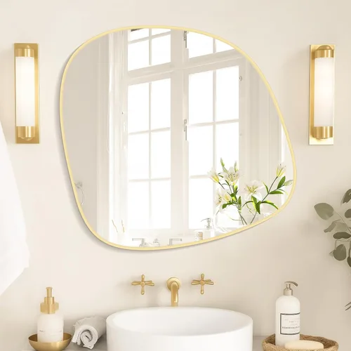 Vista 28 de WallBeyond Espejo asimétrico, espejo de pared irregular, espejos de pared decorativos para dormitorio, sala de estar, entrada, pasillo, espejo