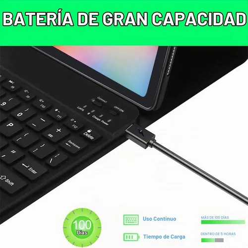 Vista 5 de Funda para teclado para Samsung Galaxy Tab S6 Lite de 10.4 pulgadas 2024 2022/2020 SM-P610/P613/P615/P619, funda para teclado Bluetooth inalámbrico