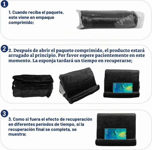 Vista 9 de Soporte universal para cojín para tablet, soporte perezoso multiángulo con bolsillo de red y soporte para teléfono opciones para regazo, rodilla