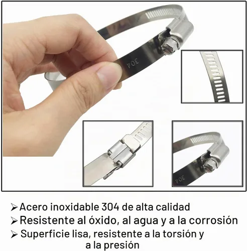 Vista 2 de Abrazaderas de conducto de acero inoxidable 304 ajustables de 4.5 pulgadas para abrazadera de manguera de 4 pulgadas, abrazadera de conducto